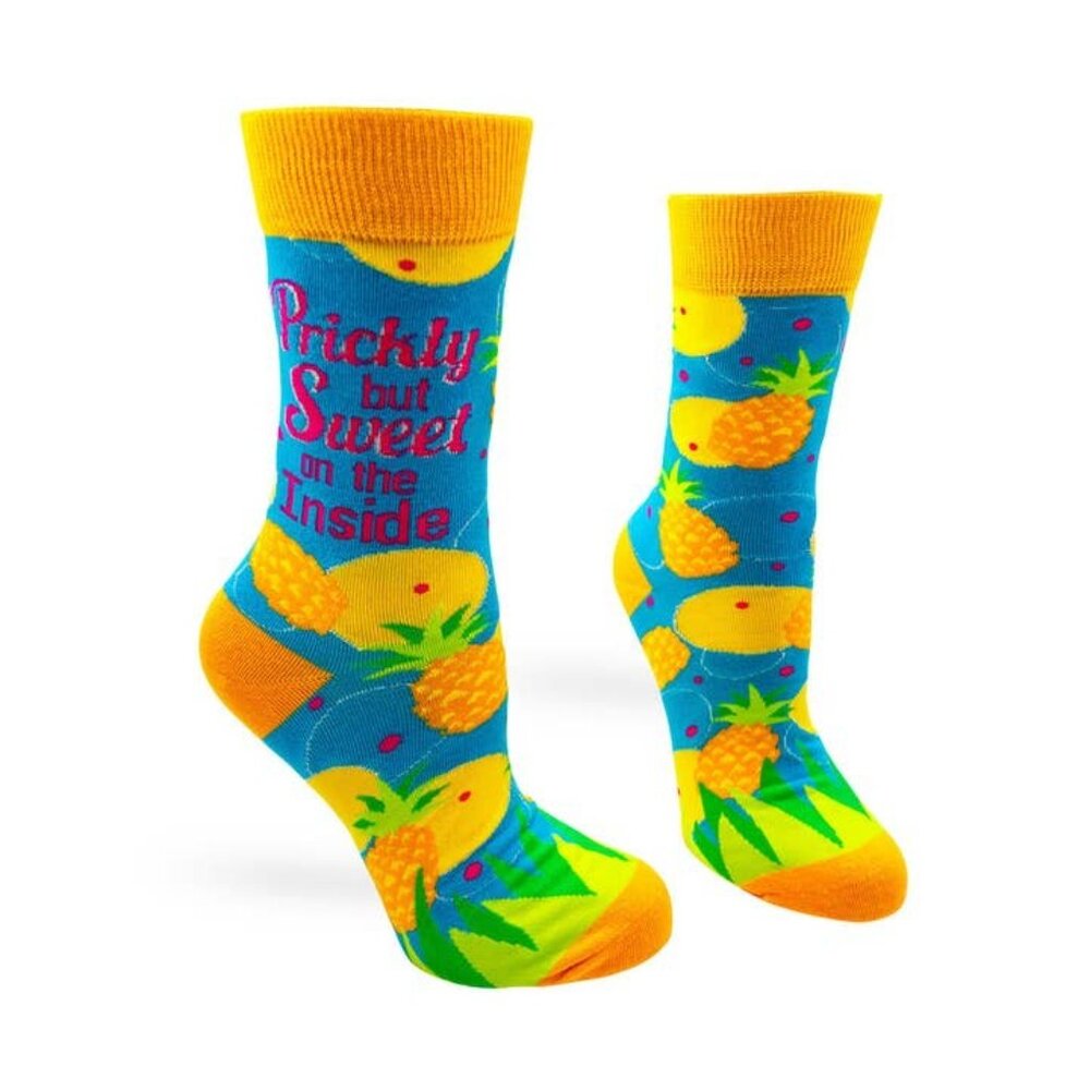 Novelty Crew Sock Ladies' "Prickly, But Sweet On the Inside" Pineapple